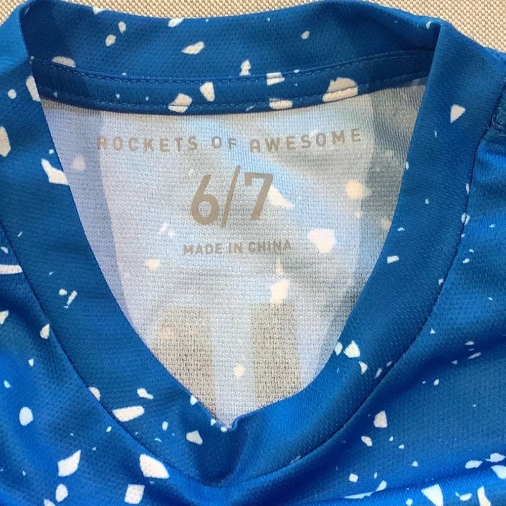 Rockets of Awesome - Rashguard - Boys’ Size 6/7 Blue/White/Black Swimwear